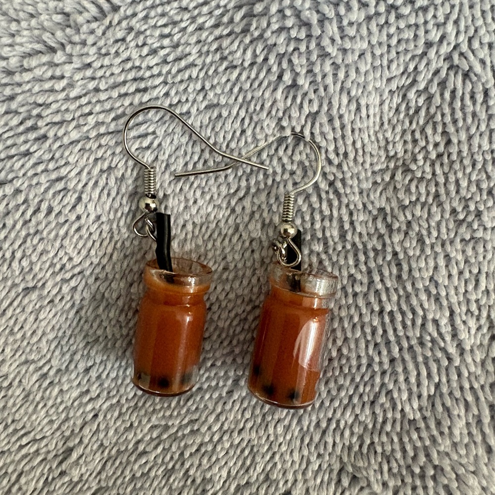 Boba bubble tea hook earrings - Picture 3 of 6